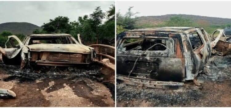 Rescatan cuerpos calcinados en interior de camioneta en Michoacán; auto fue detonado por artefacto explosivo improvisado