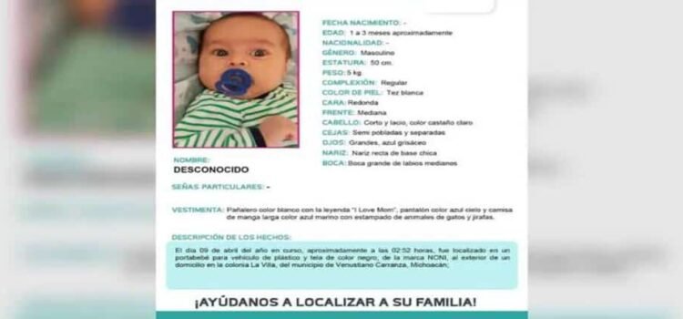 Abandonan a bebé recién nacido en Michoacán